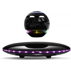 Infinity Orb Magnetic Levitating Speaker Bluetooth 4.0 LED Flash Wireless Floating Speakers with Microphone and Touch Buttons (Black)